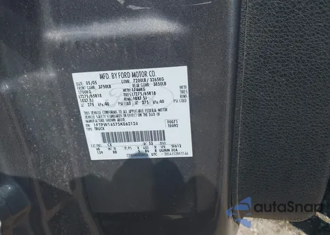 2005 Ford F-150 Fx4/Lariat/Xlt из США, поврежденный, VIN 1FTPW14575KE62124